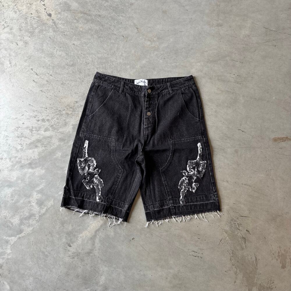y2k faded grunge skater jean shorts